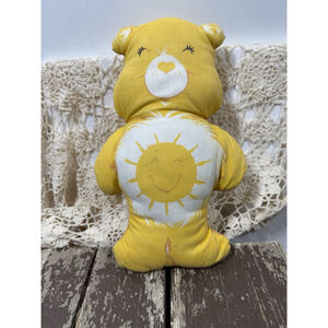 Vintage 1980s Care Bears Funshine Sunshine Sun Plush Pillow 11” Yellow